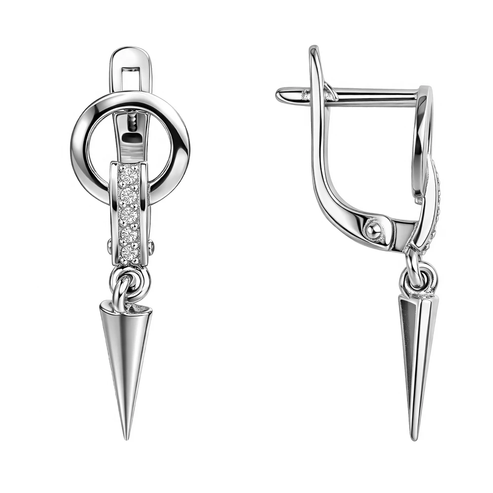 Серьги с фианитами из серебра 925 пробы