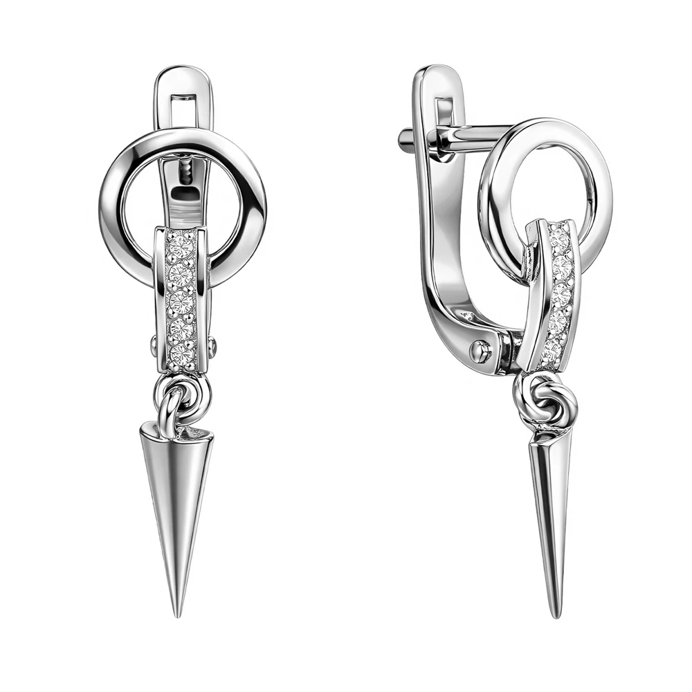 Серьги с фианитами из серебра 925 пробы