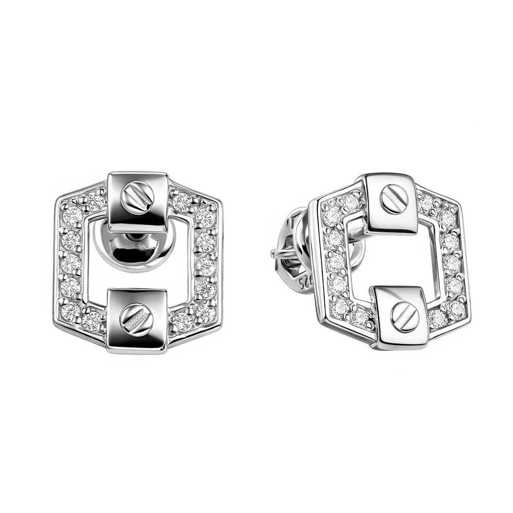 Серьги с фианитами из серебра 925 пробы