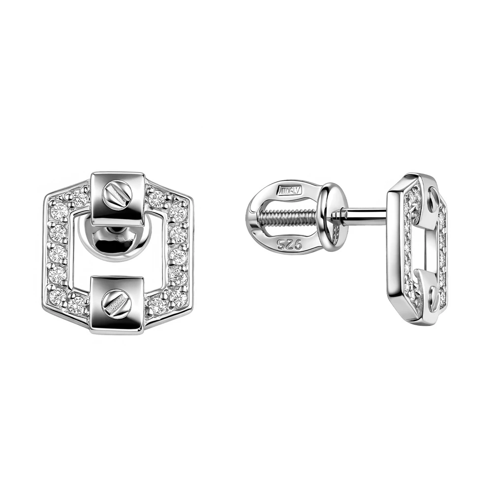 Серьги с фианитами из серебра 925 пробы