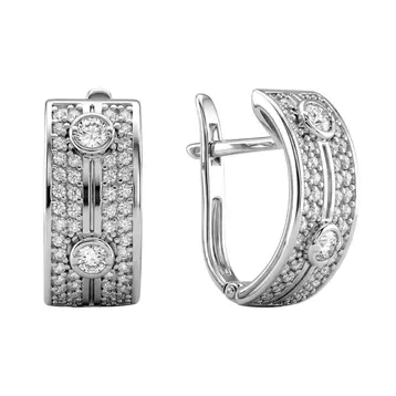 Серьги с фианитами из серебра 925 пробы