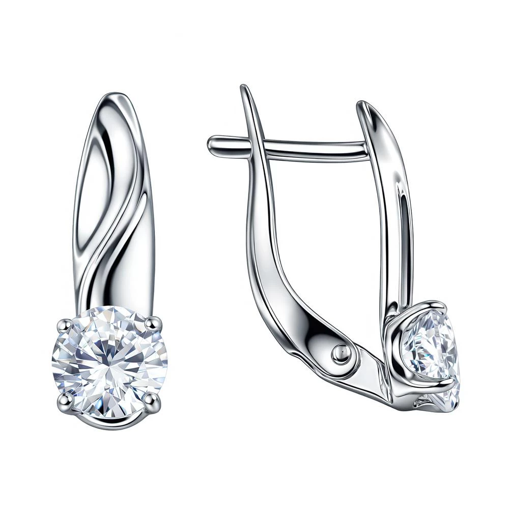 Серьги с фианитами из серебра 925 пробы