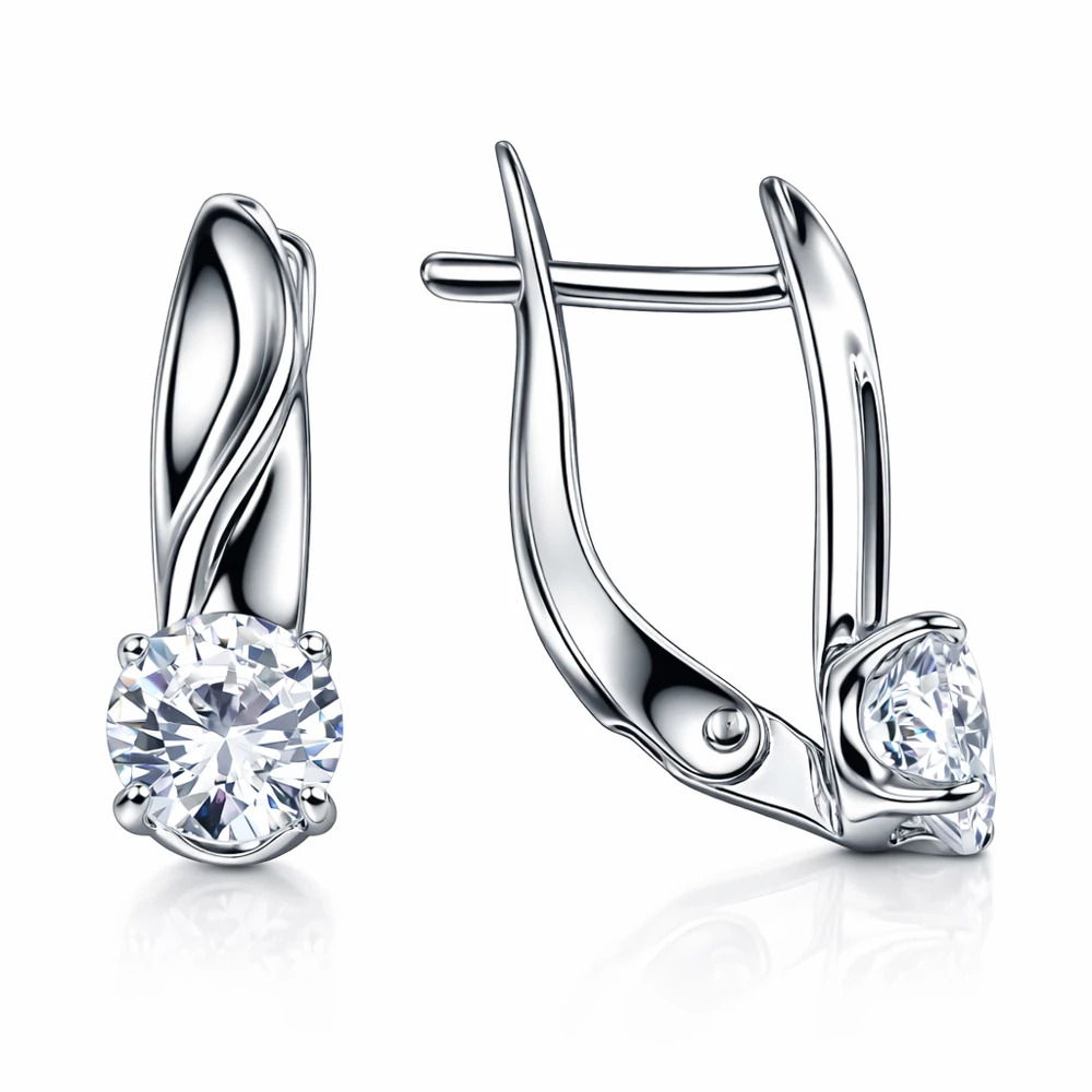 Серьги с фианитами из серебра 925 пробы