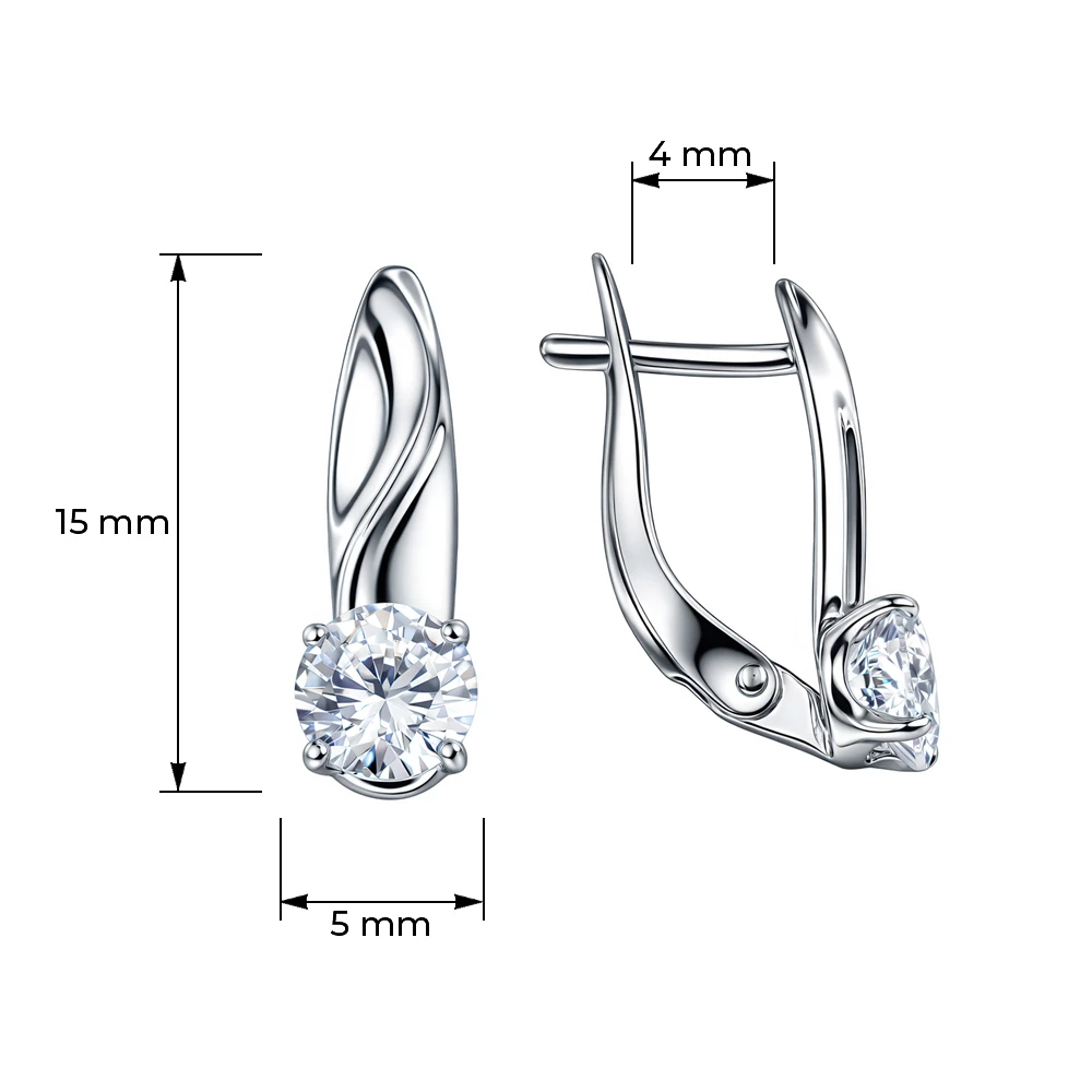 Серьги с фианитами из серебра 925 пробы