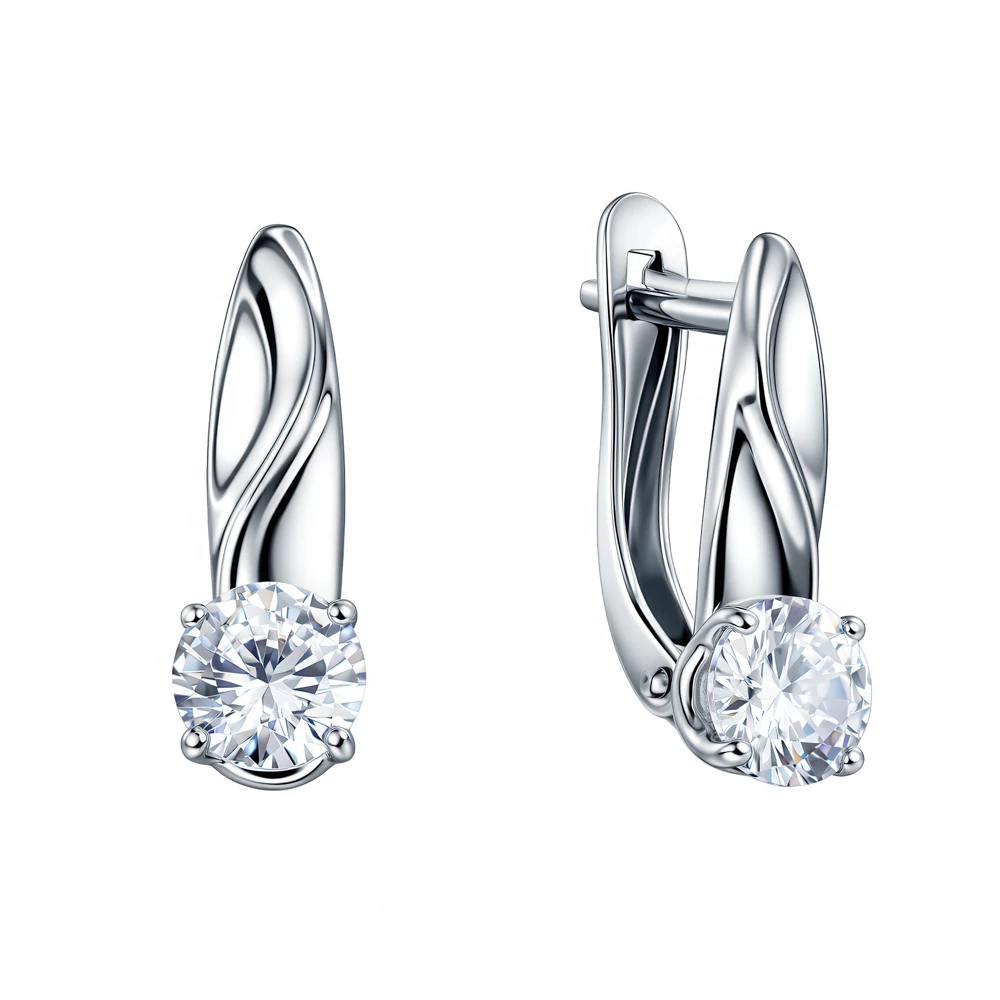 Серьги с фианитами из серебра 925 пробы