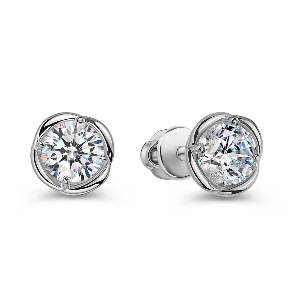 Серьги с фианитами из серебра 925 пробы
