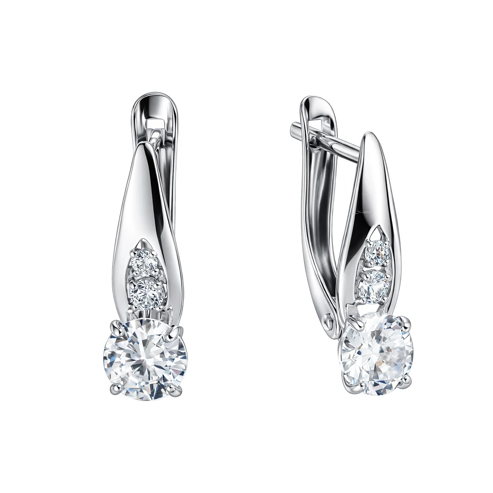 Серьги с фианитами из серебра 925 пробы