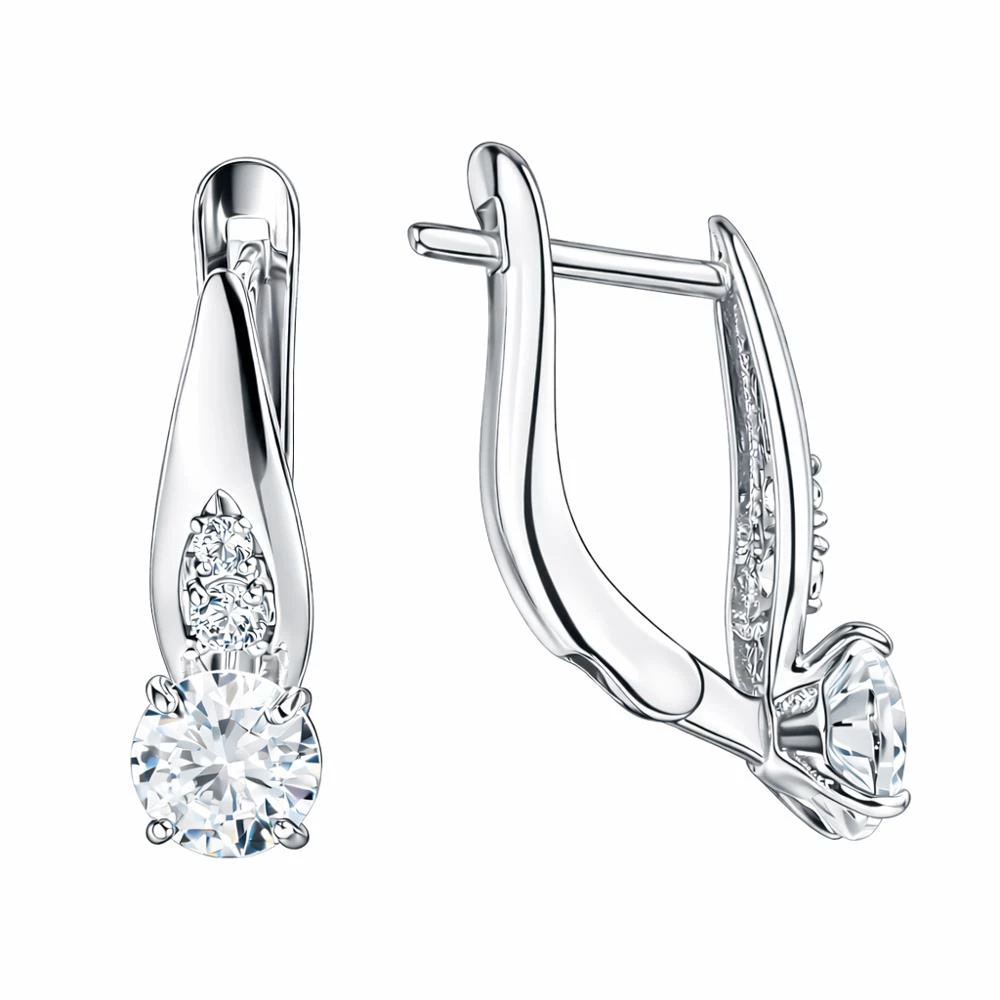 Серьги с фианитами из серебра 925 пробы