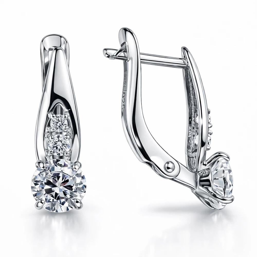 Серьги с фианитами из серебра 925 пробы