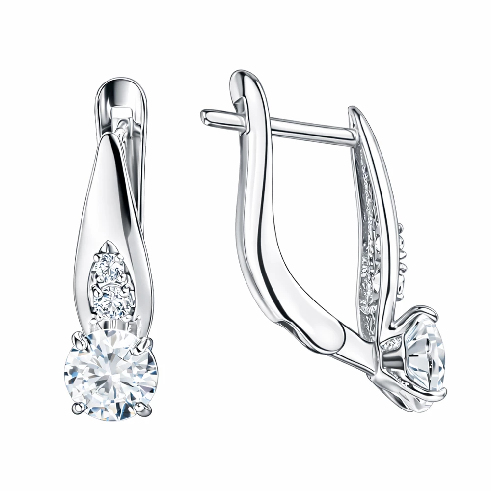 Серьги с фианитами из серебра 925 пробы