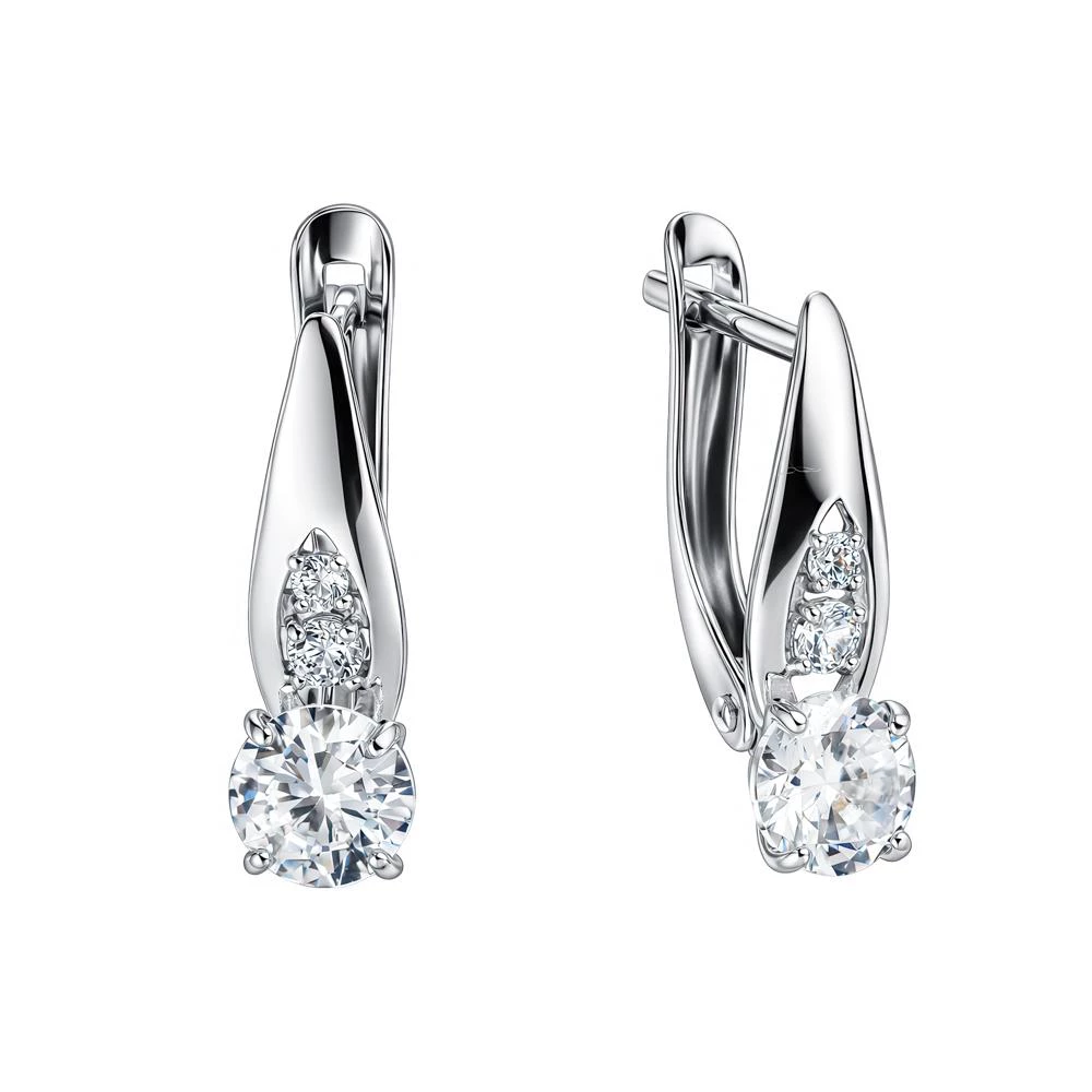 Серьги с фианитами из серебра 925 пробы