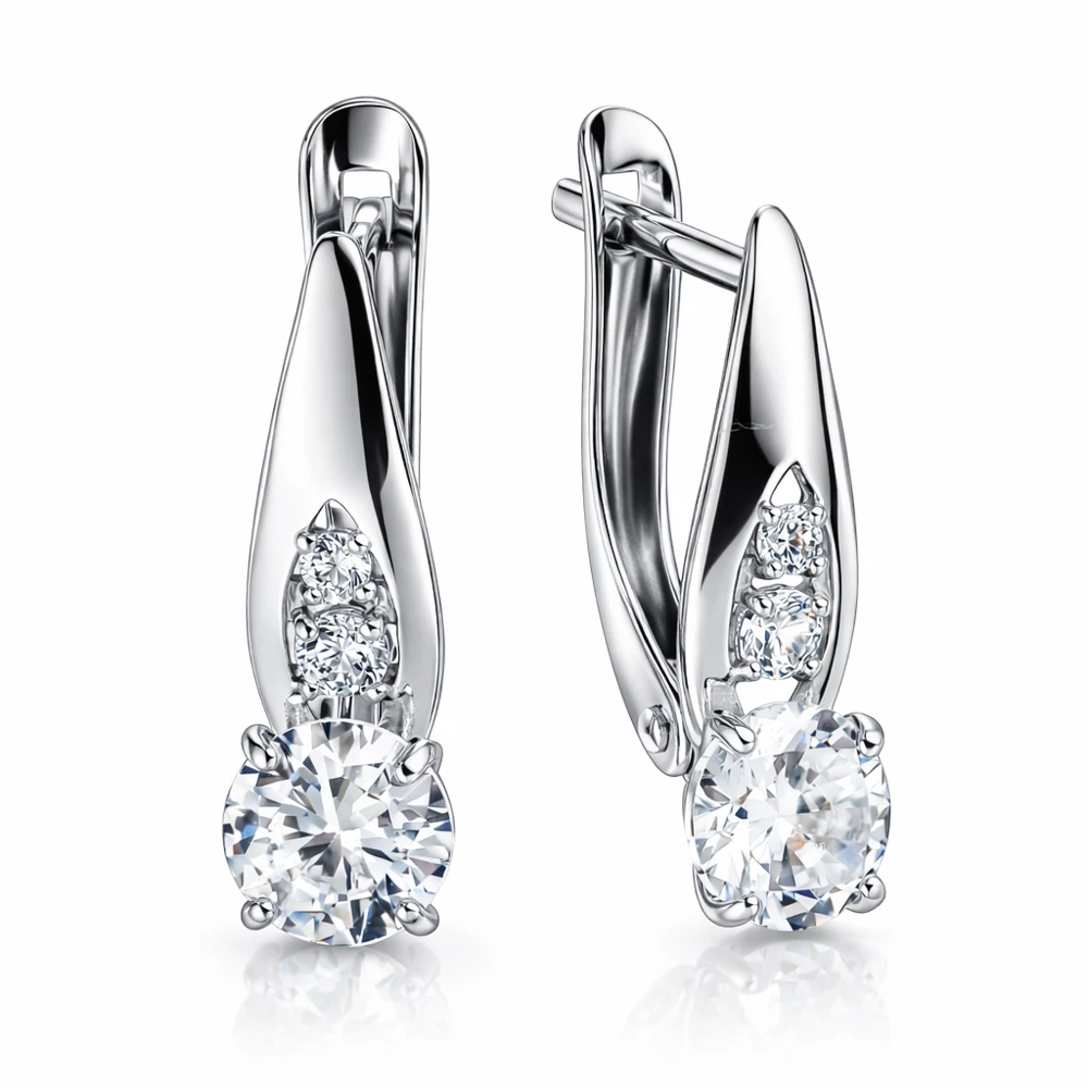 Серьги с фианитами из серебра 925 пробы