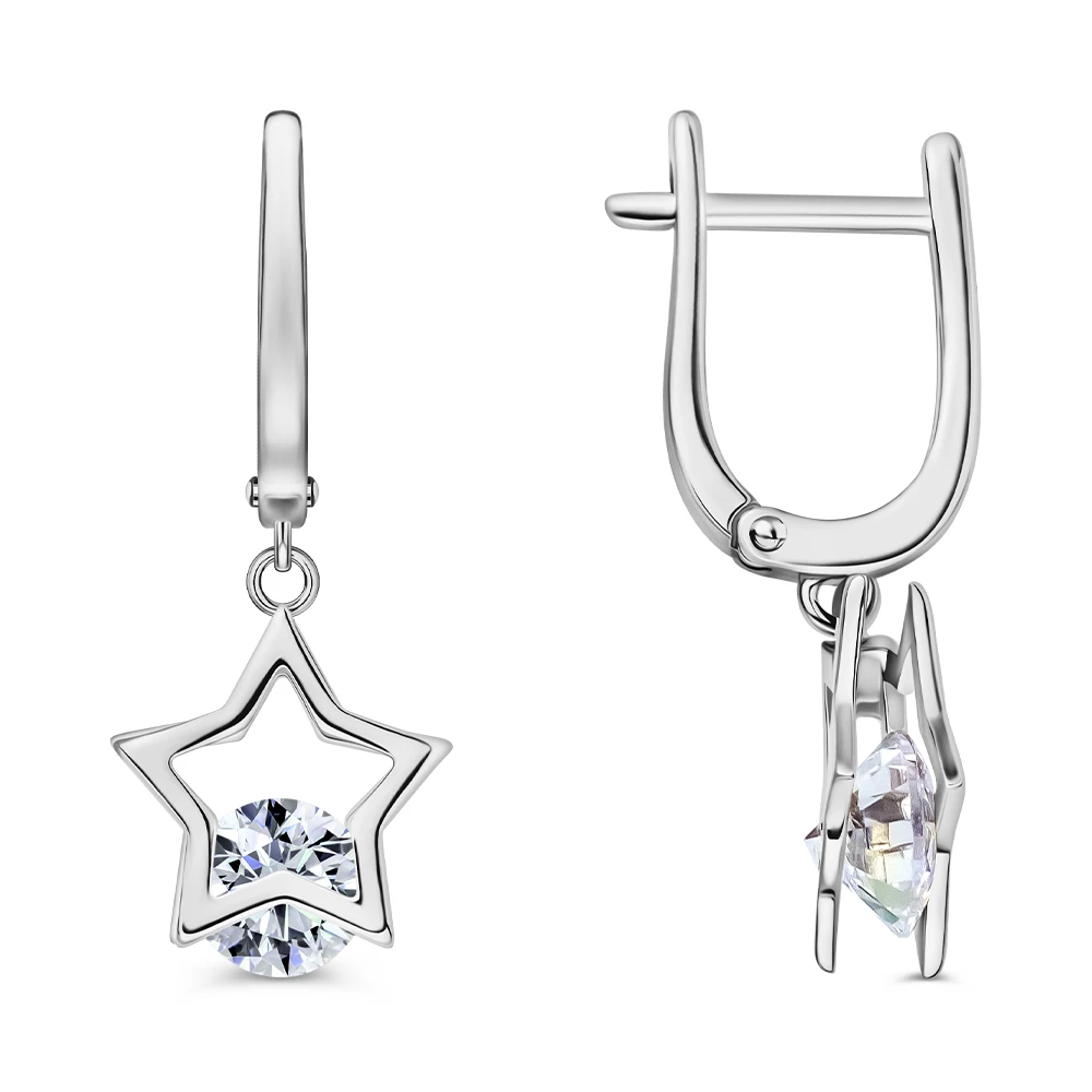 Серьги с фианитами из серебра 925 пробы