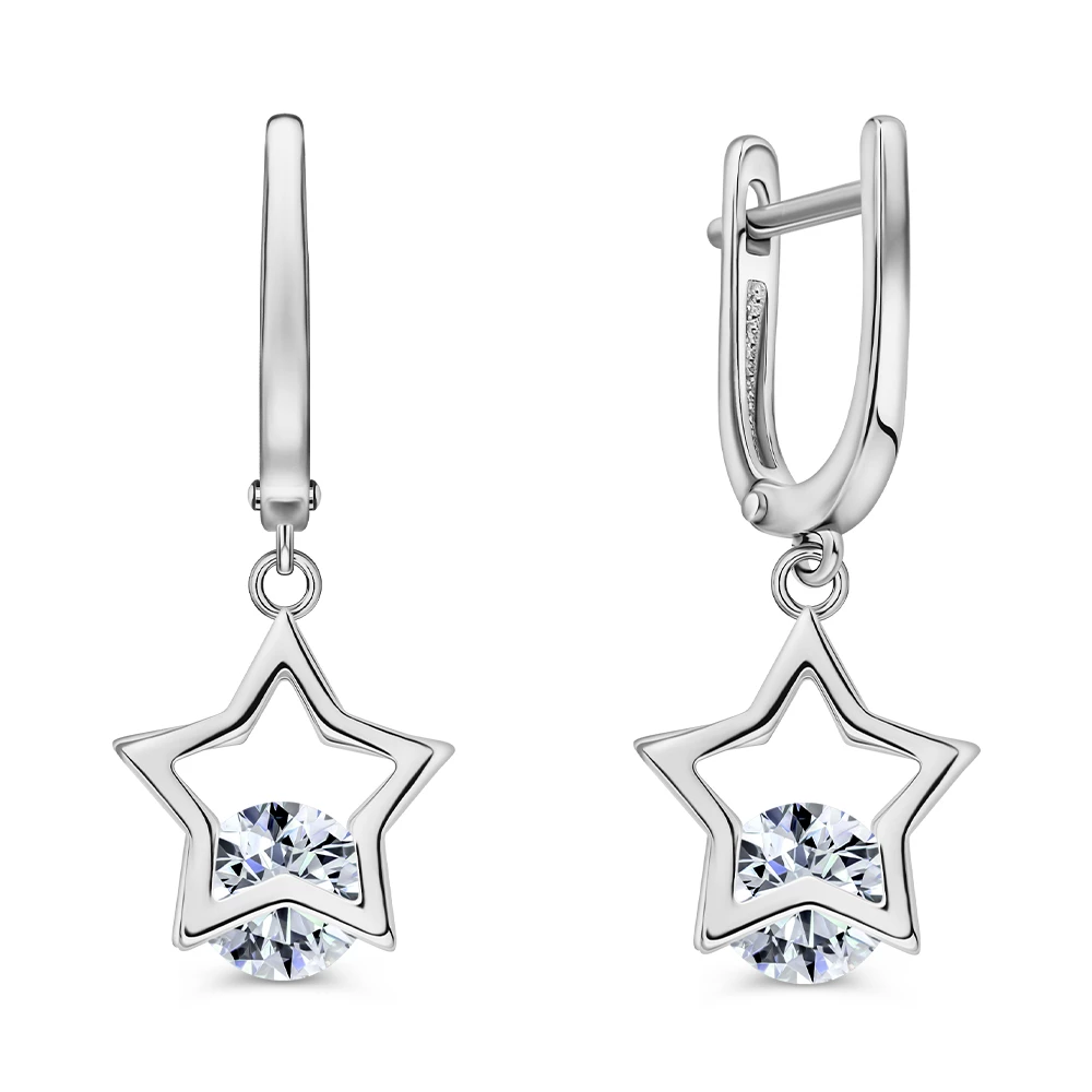 Серьги с фианитами из серебра 925 пробы