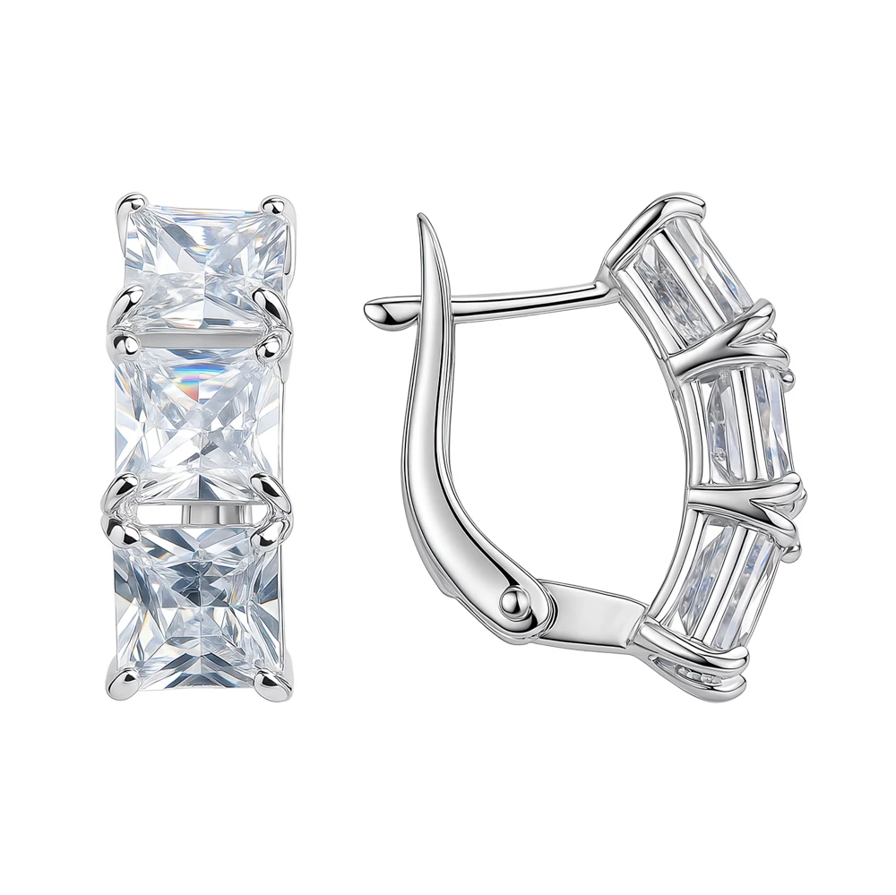 Серьги с фианитами из серебра 925 пробы