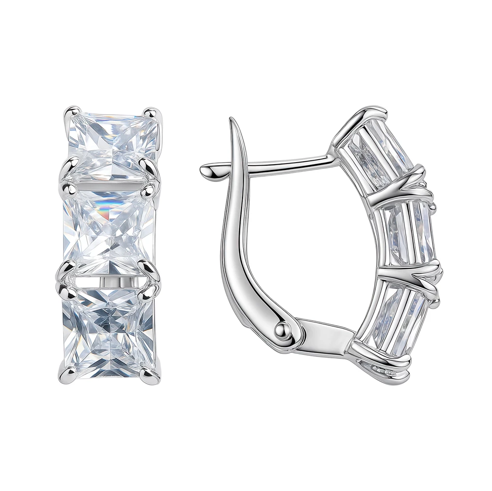 Серьги с фианитами из серебра 925 пробы