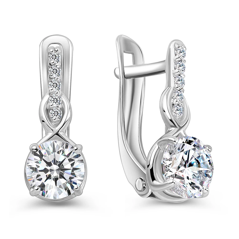 Серьги с фианитами из серебра 925 пробы
