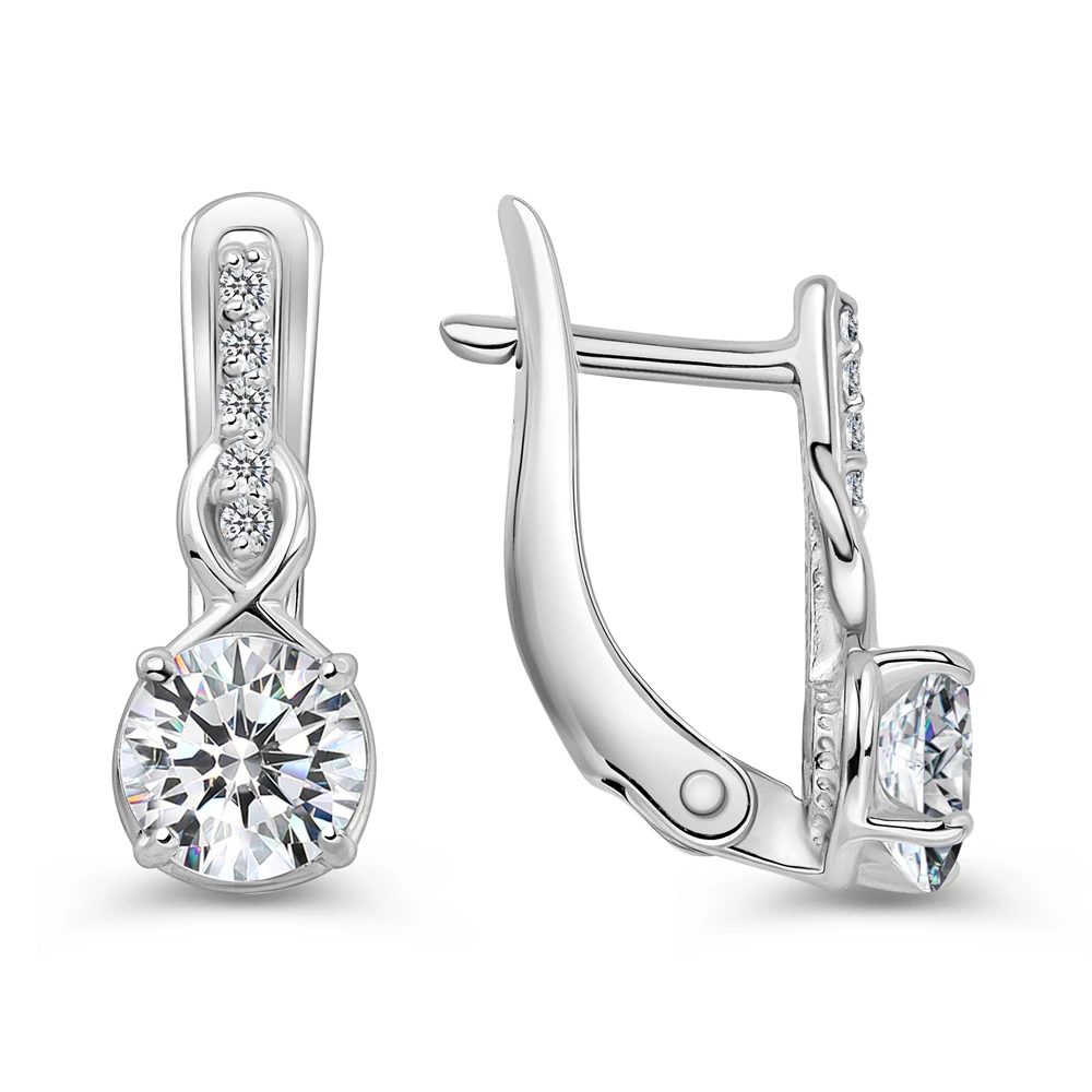 Серьги с фианитами из серебра 925 пробы