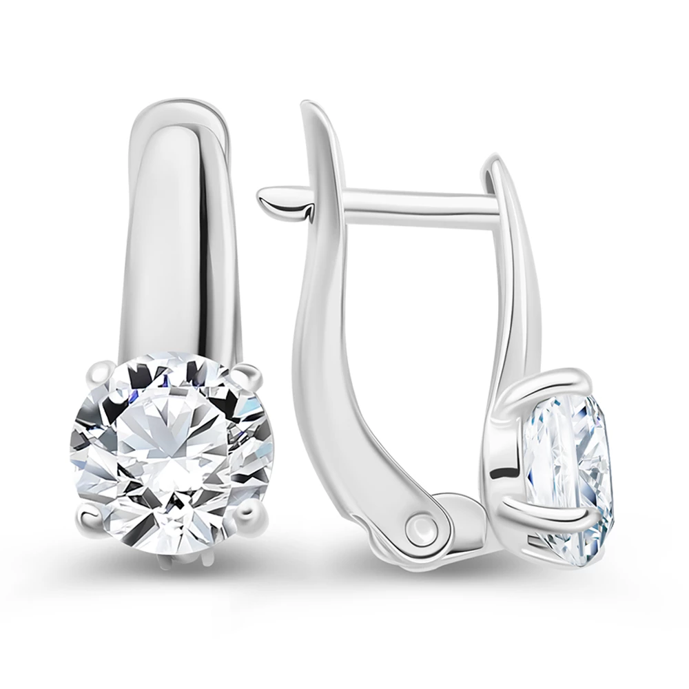 Серьги с фианитами из серебра 925 пробы