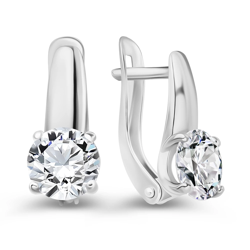 Серьги с фианитами из серебра 925 пробы