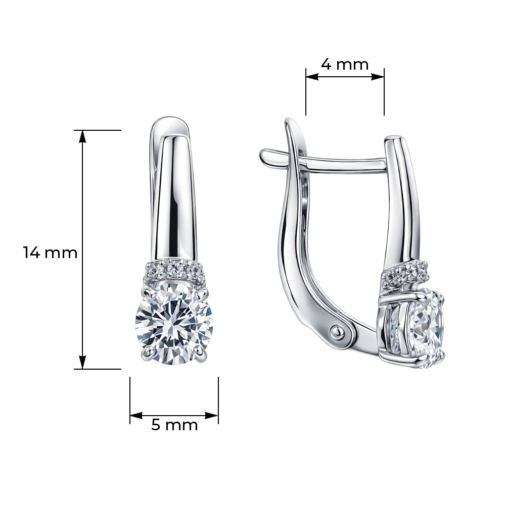 Серьги с фианитами из серебра 925 пробы