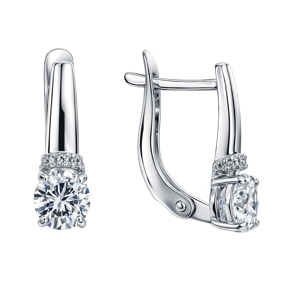 Серьги с фианитами из серебра 925 пробы