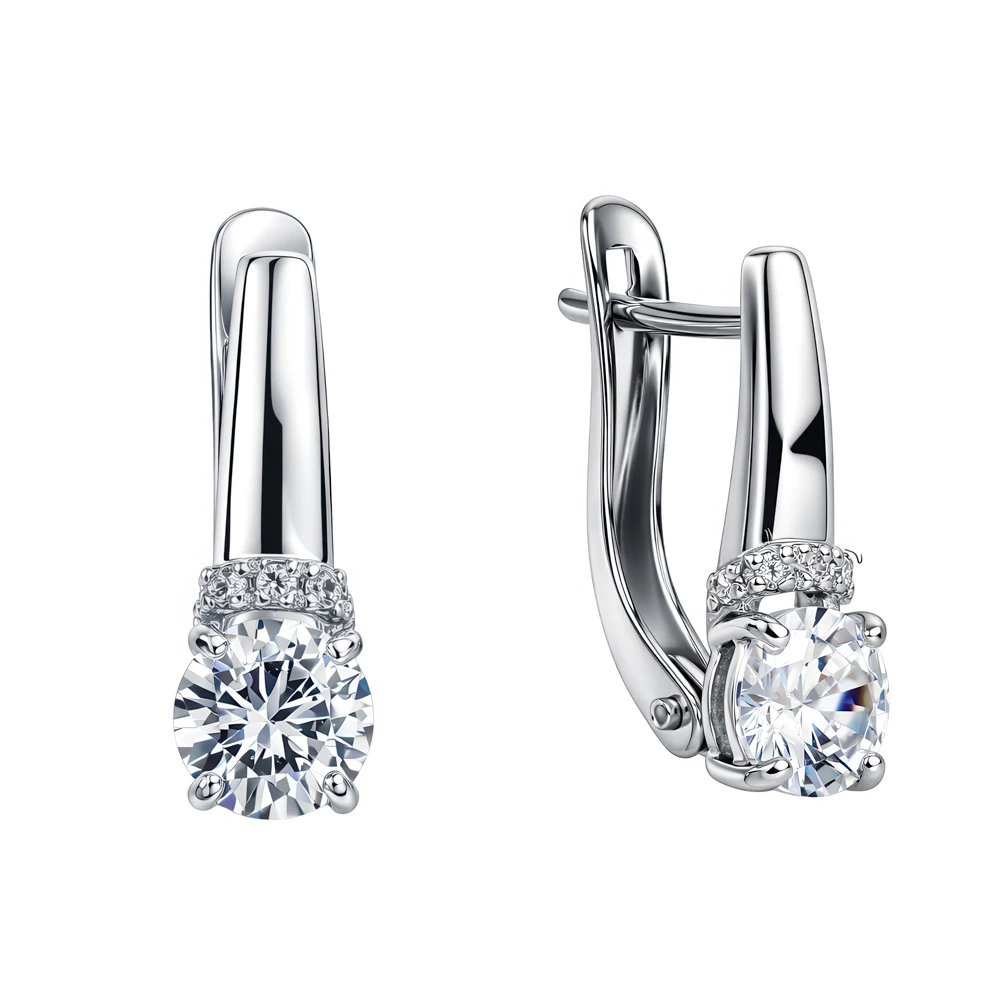 Серьги с фианитами из серебра 925 пробы