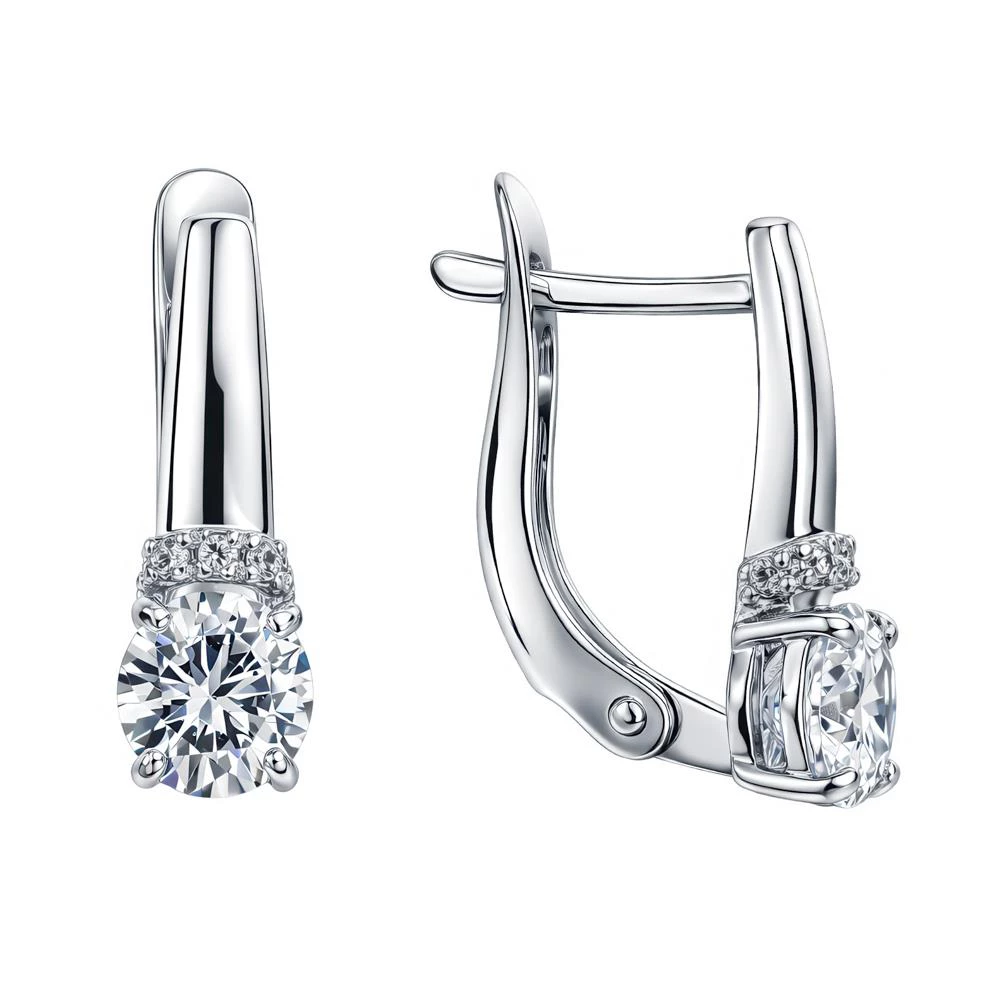 Серьги с фианитами из серебра 925 пробы