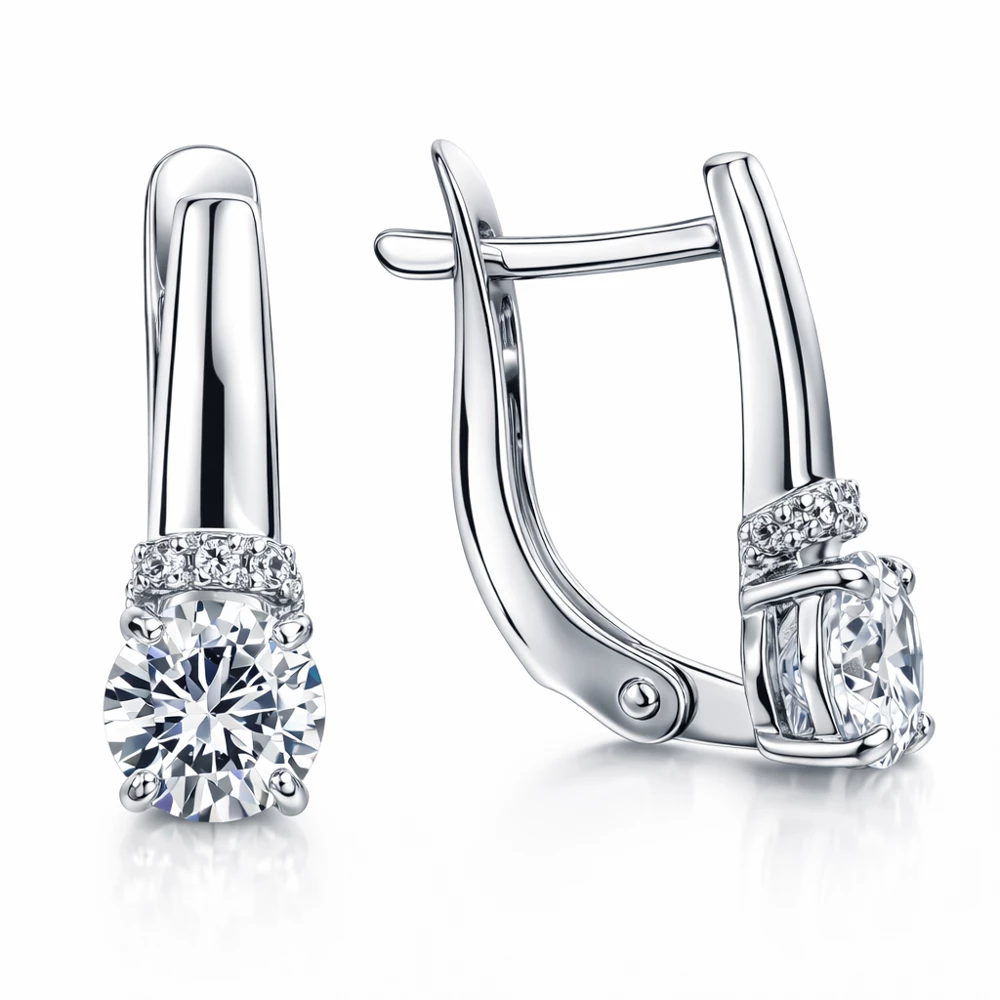 Серьги с фианитами из серебра 925 пробы