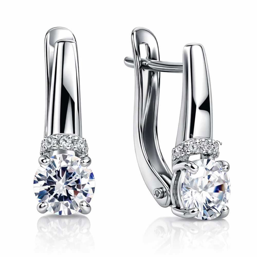 Серьги с фианитами из серебра 925 пробы