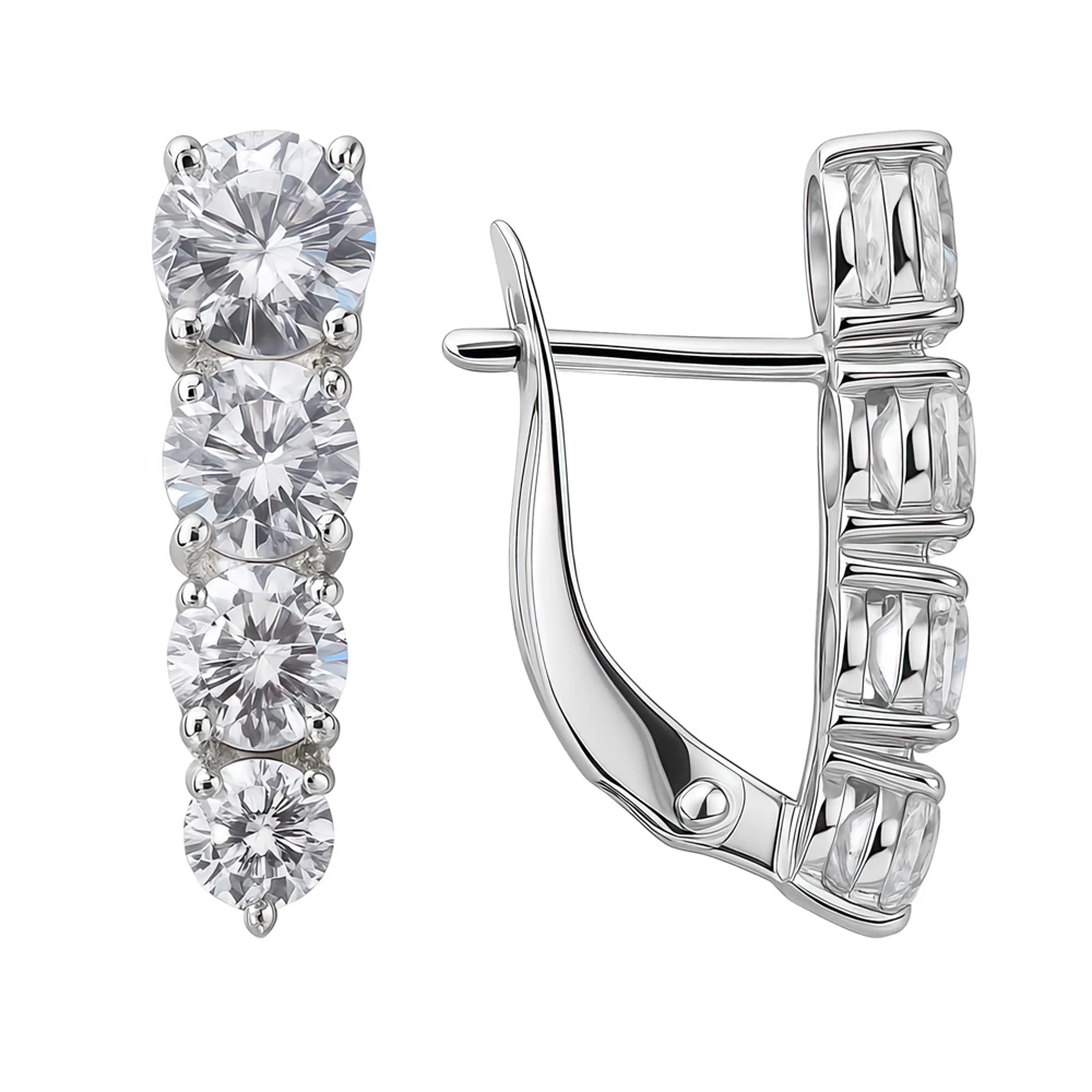 Серьги с фианитами из серебра 925 пробы