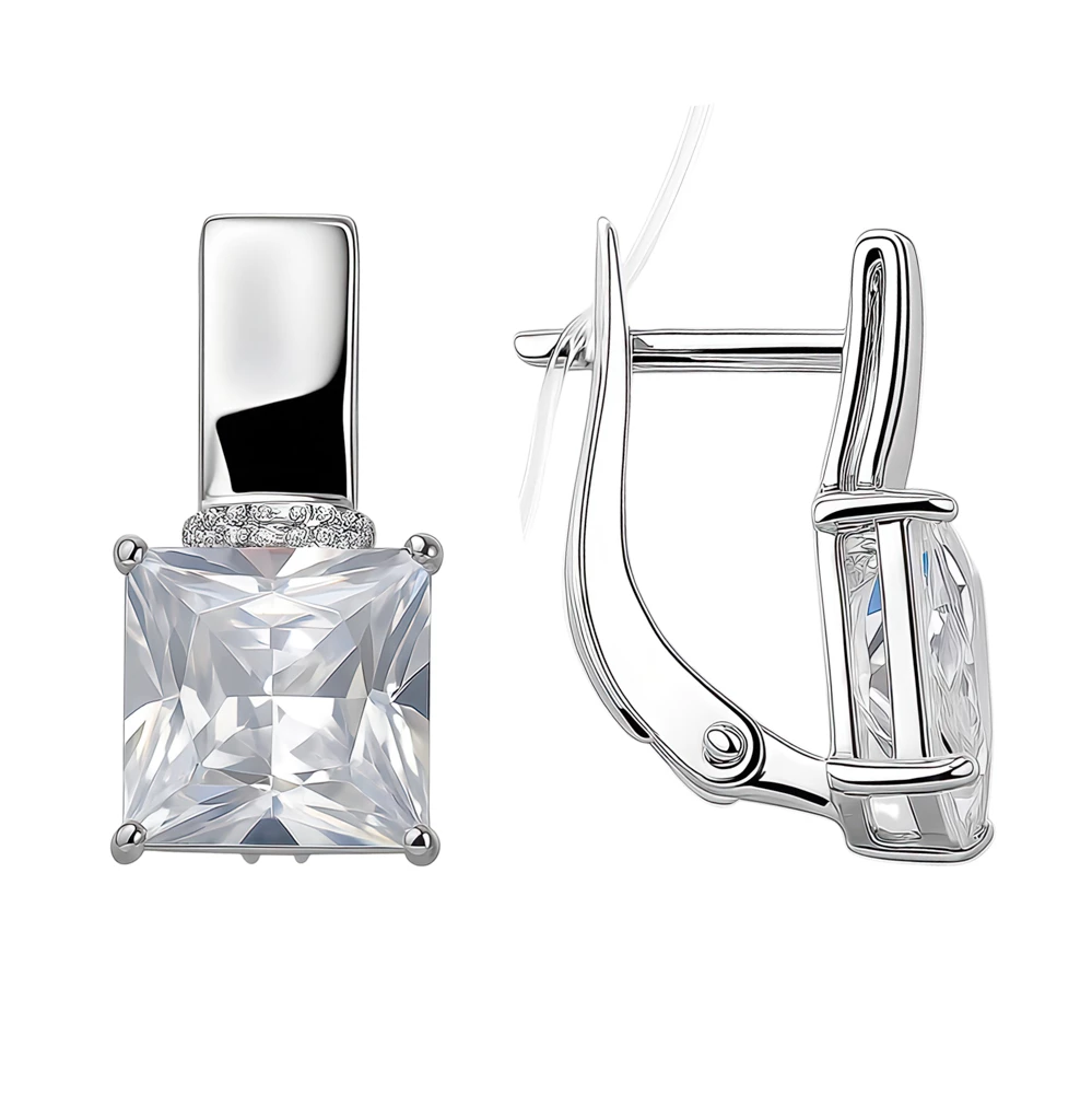 Серьги с фианитами из серебра 925 пробы