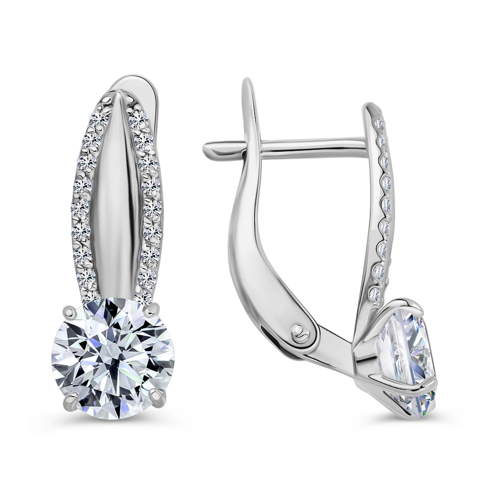 Серьги с фианитами из серебра 925 пробы