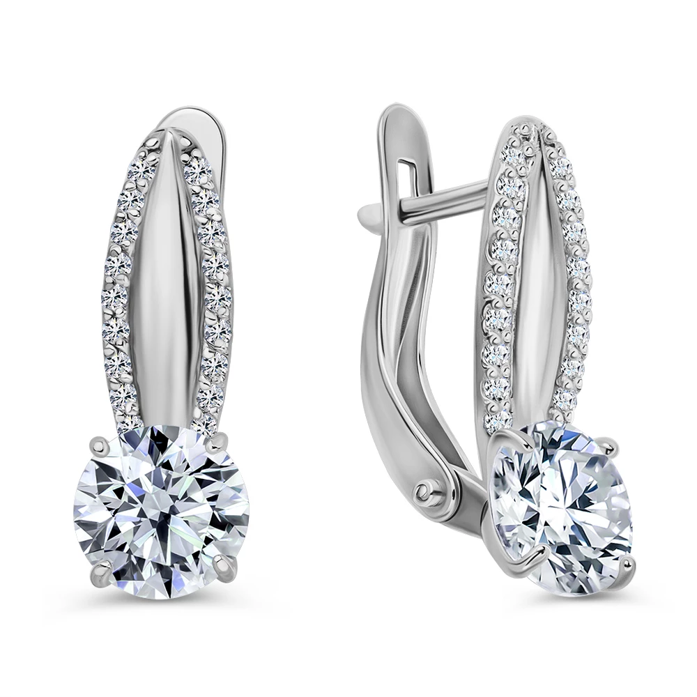 Серьги с фианитами из серебра 925 пробы