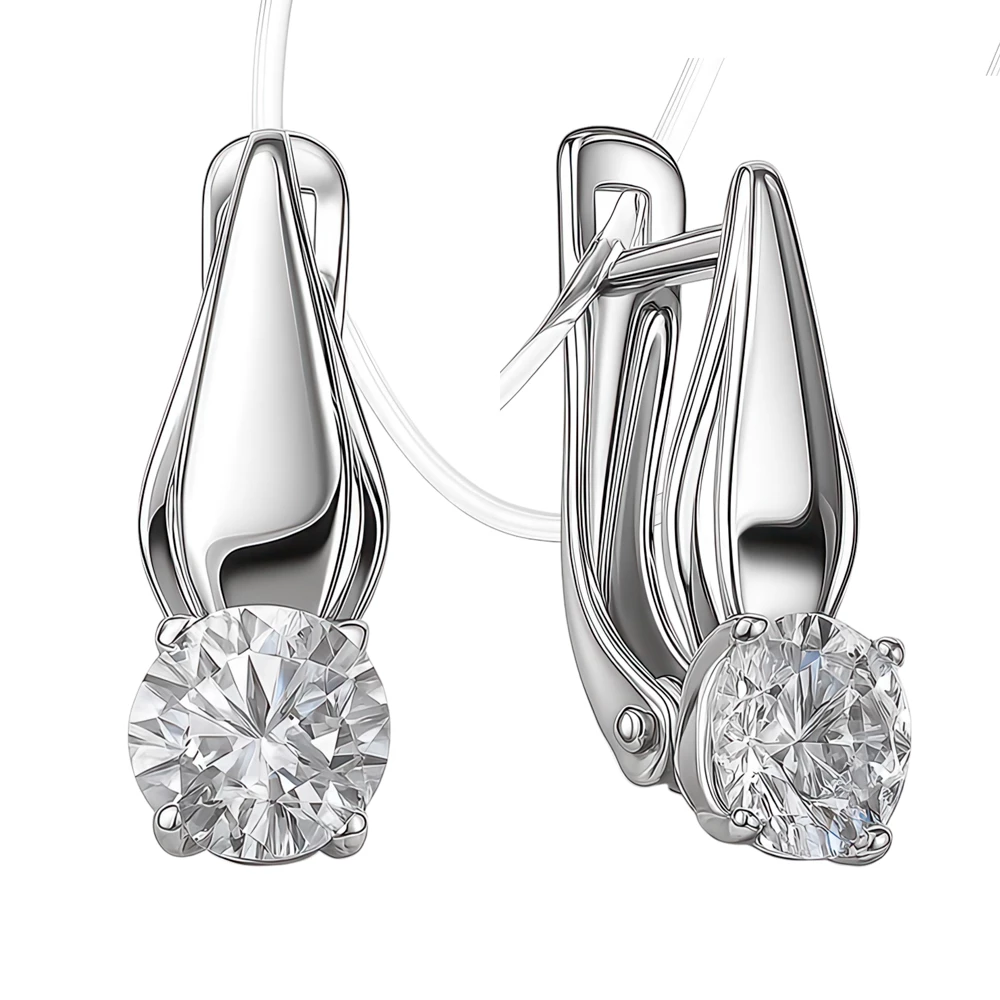 Серьги с фианитами из серебра 925 пробы