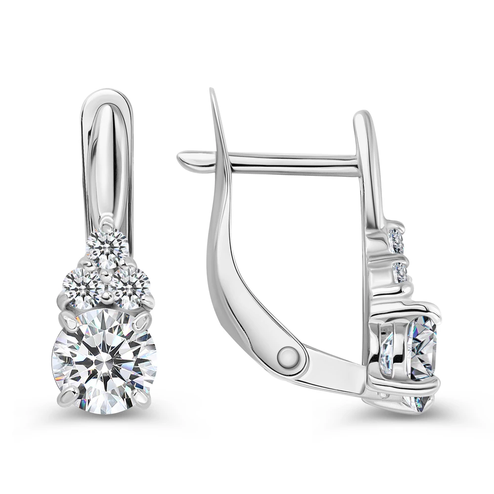 Серьги с фианитами из серебра 925 пробы
