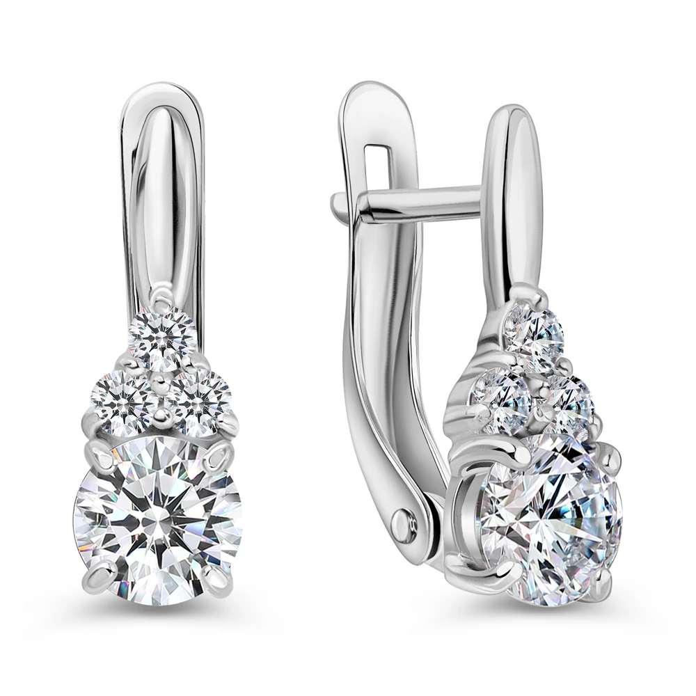 Серьги с фианитами из серебра 925 пробы