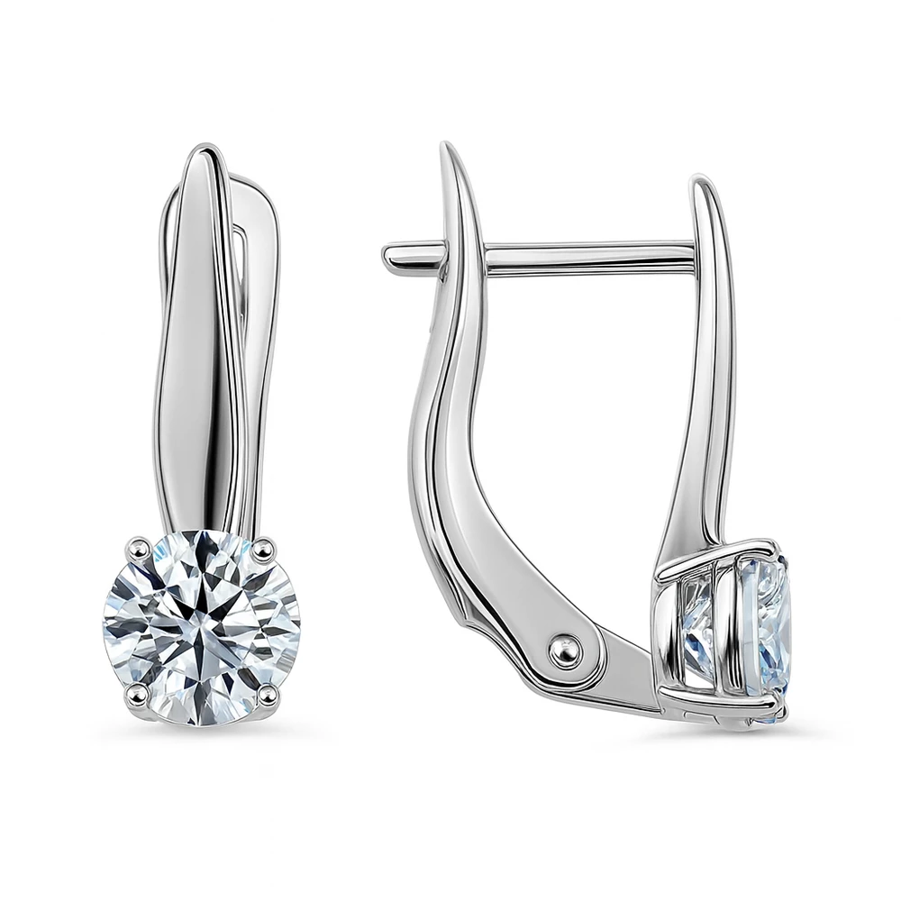 Серьги с фианитами из серебра 925 пробы