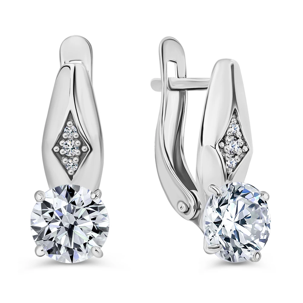 Серьги с фианитами из серебра 925 пробы
