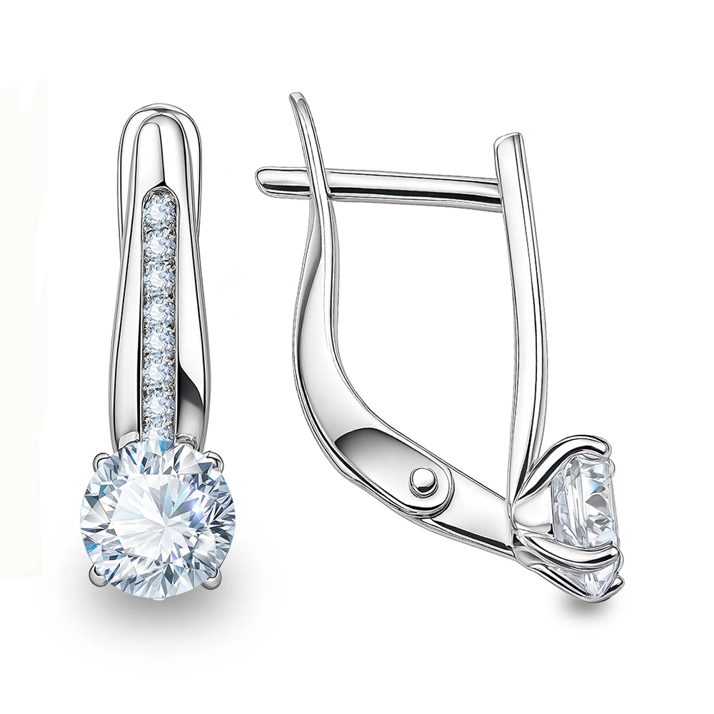 Серьги с фианитами из серебра 925 пробы
