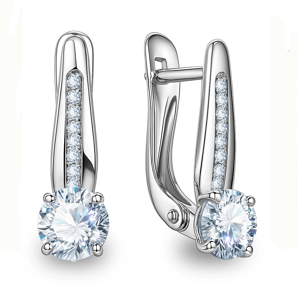 Серьги с фианитами из серебра 925 пробы