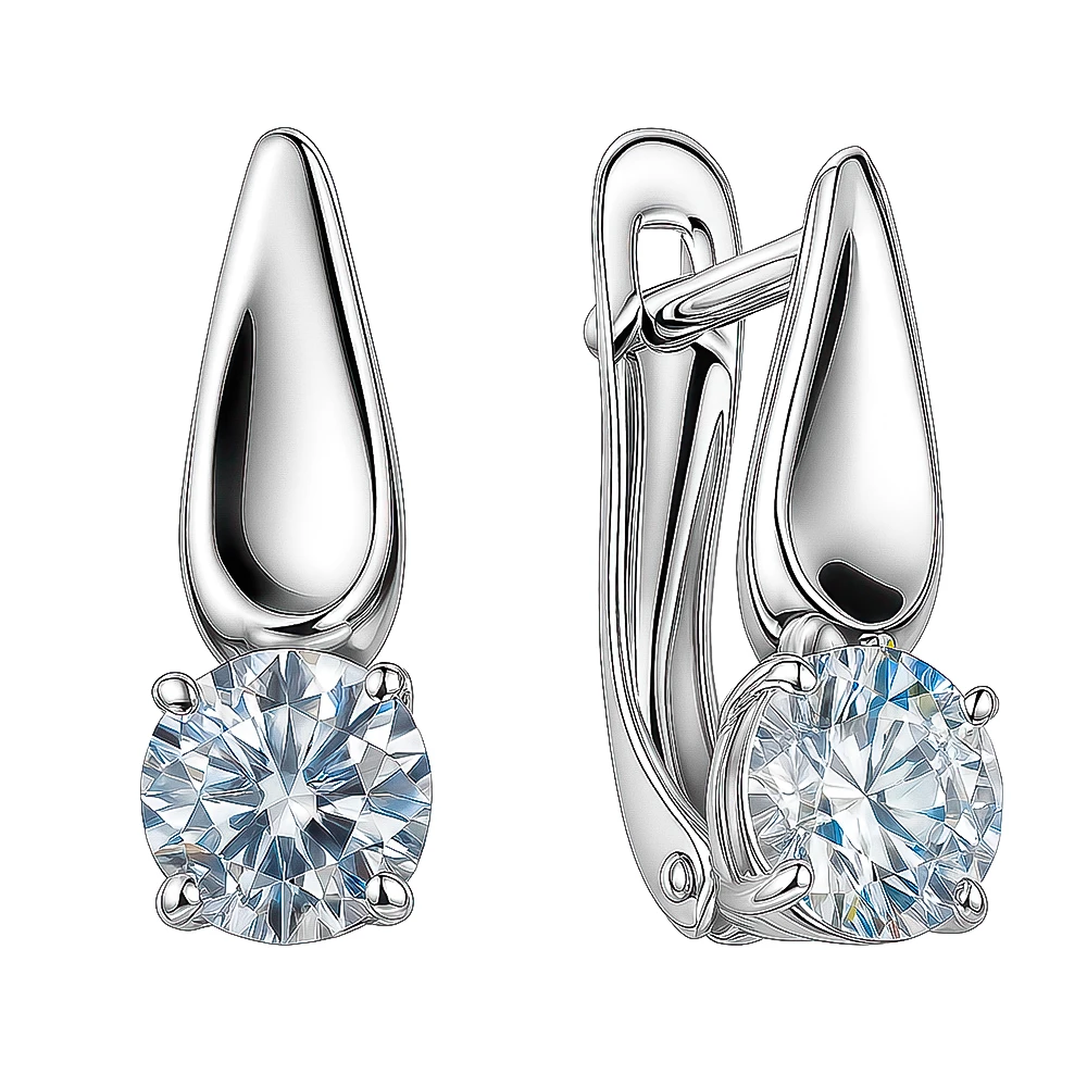 Серьги с фианитами из серебра 925 пробы Серьги с фианитами из серебра 925 пробы