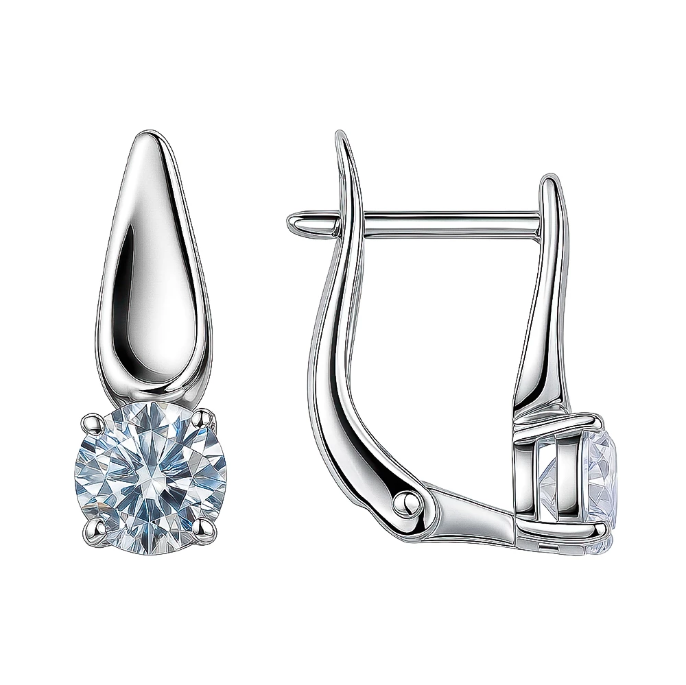 Серьги с фианитами из серебра 925 пробы Серьги с фианитами из серебра 925 пробы