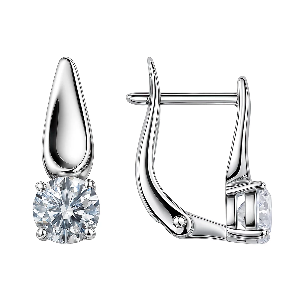 Серьги с фианитами из серебра 925 пробы