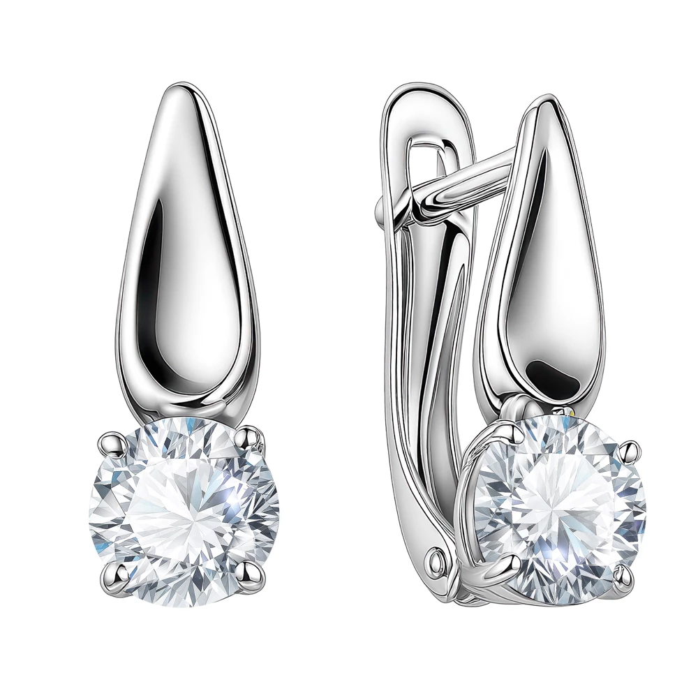 Серьги с фианитами из серебра 925 пробы