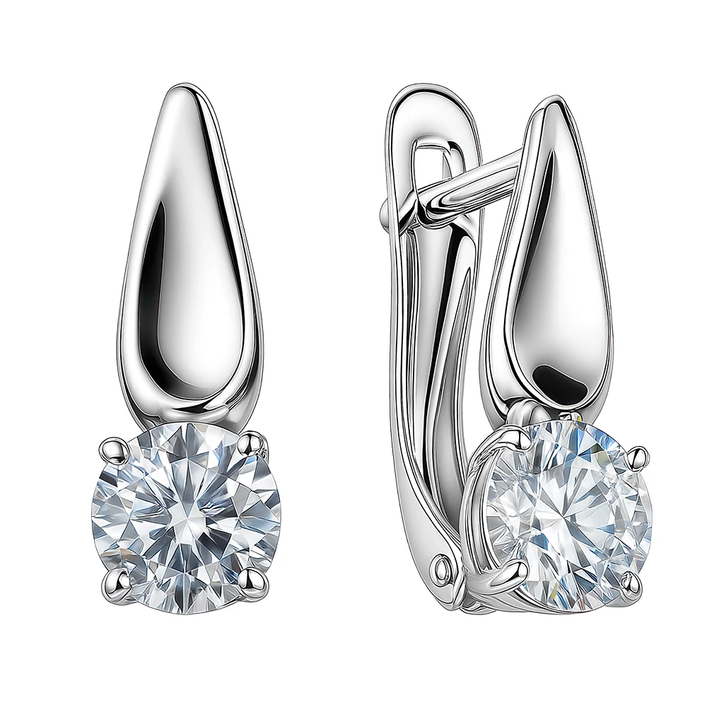 Серьги с фианитами из серебра 925 пробы