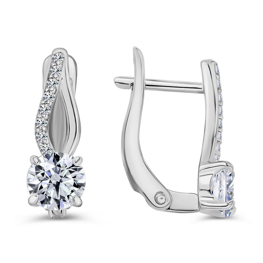 Серьги с фианитами из серебра 925 пробы