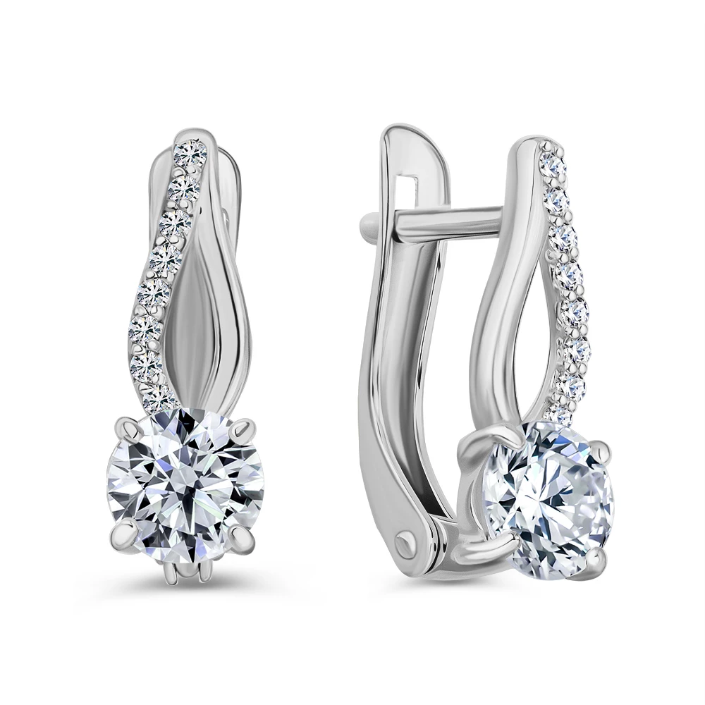 Серьги с фианитами из серебра 925 пробы