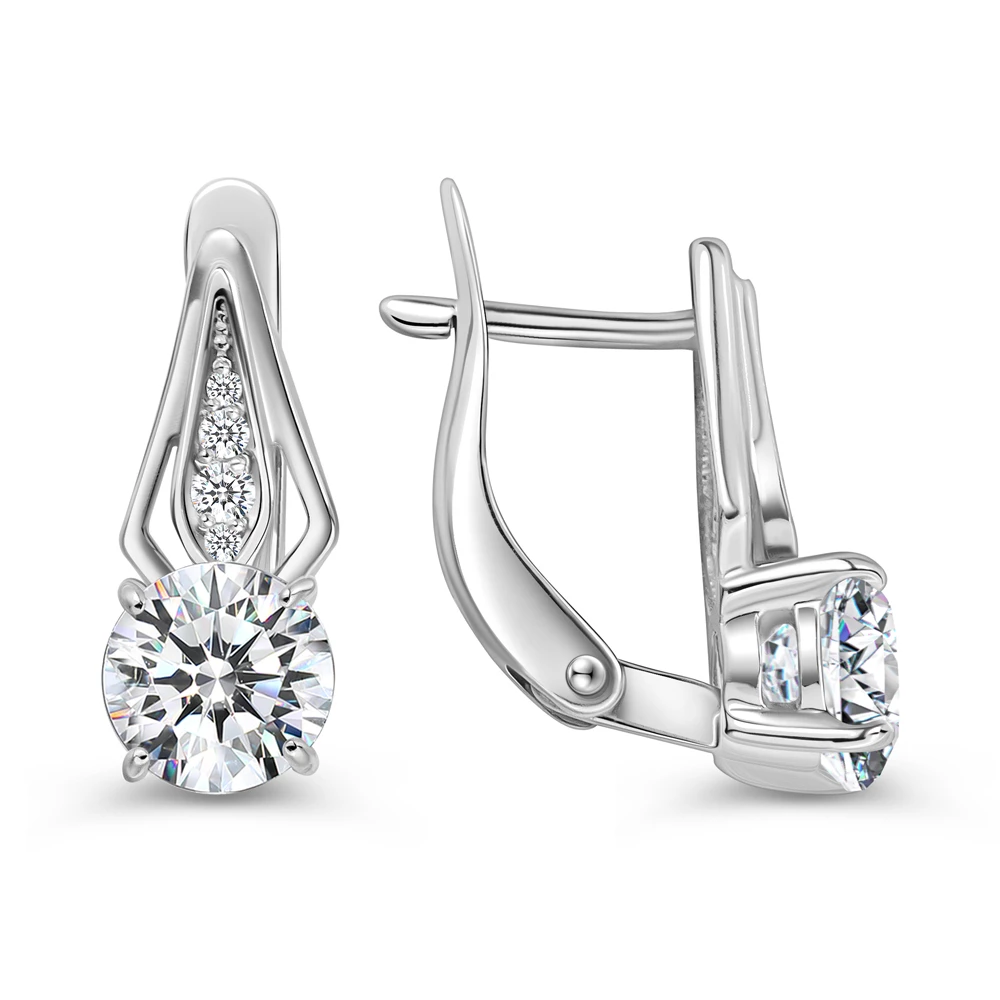 Серьги с фианитами из серебра 925 пробы