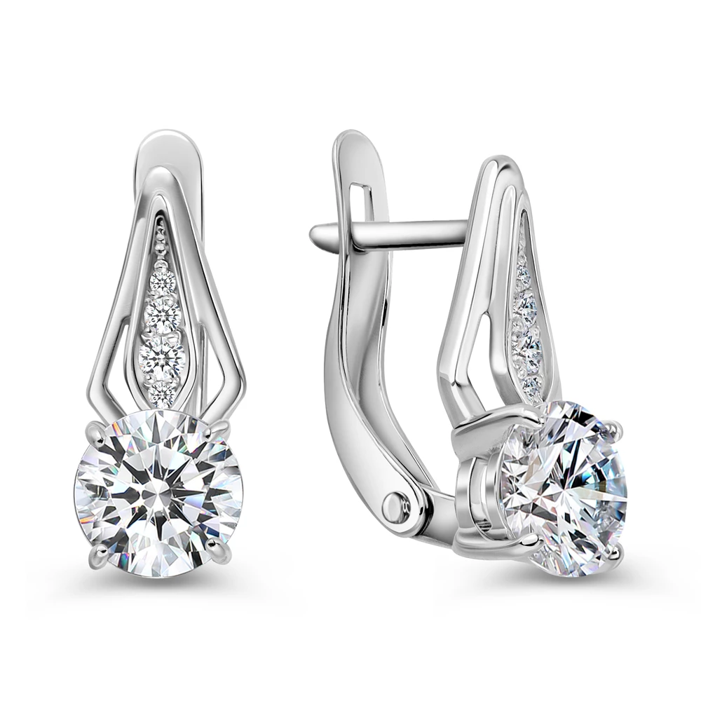 Серьги с фианитами из серебра 925 пробы